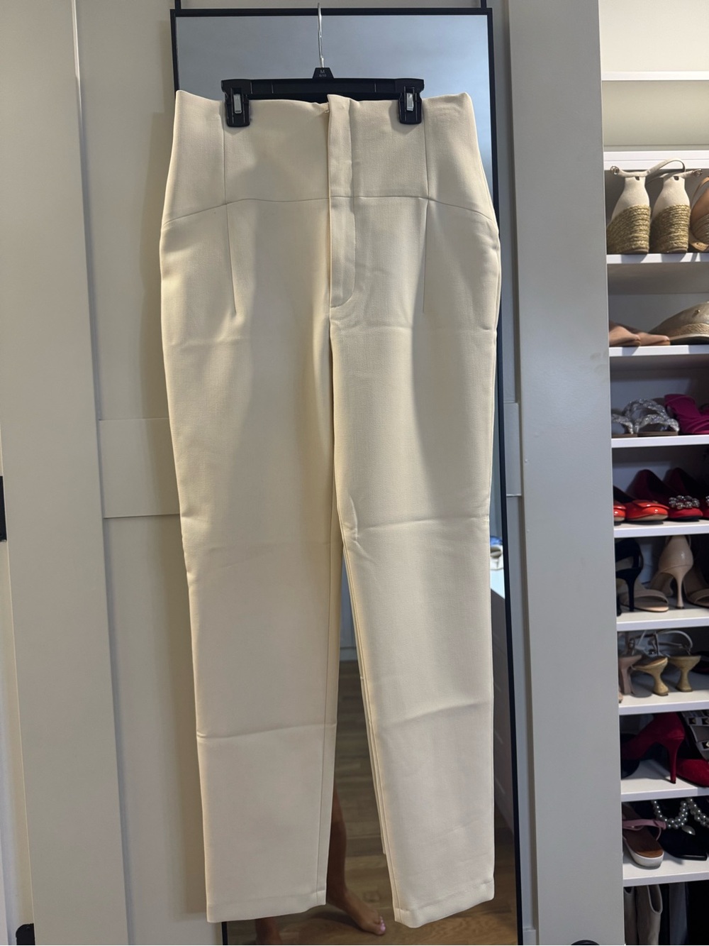 Zara Cream High-Waist Skinny Pants